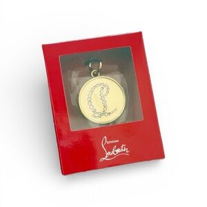Christian Louboutin Gold Pendant Charm with Strass Crystals Logo